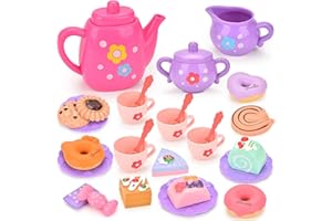 Lajeje Toddler Tea Party Set for Girls Ages 3-5, 23-Piece Pretend Play Tea Set for Kids with Teapot, Cups, Plates & Desserts, Perfect Size for Little Hands, Birthday for Girls