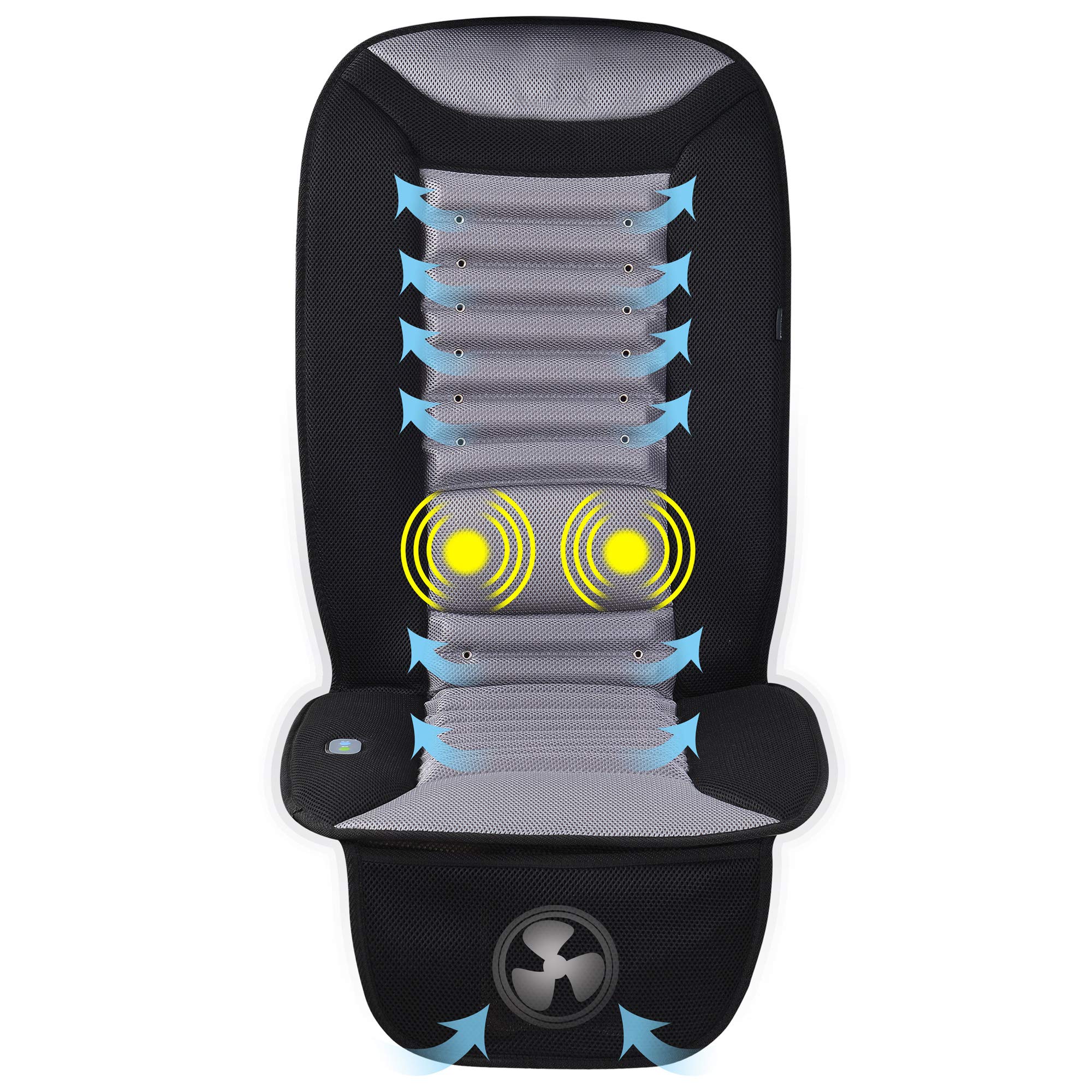 Photo 1 of Snailax SL-252 Cool Air Car Seat Cushion with Back Massage, 12V Fan with 2 Cooling Air Speeds for Car or Office Chair Cover for Driver in Summer Hot Days