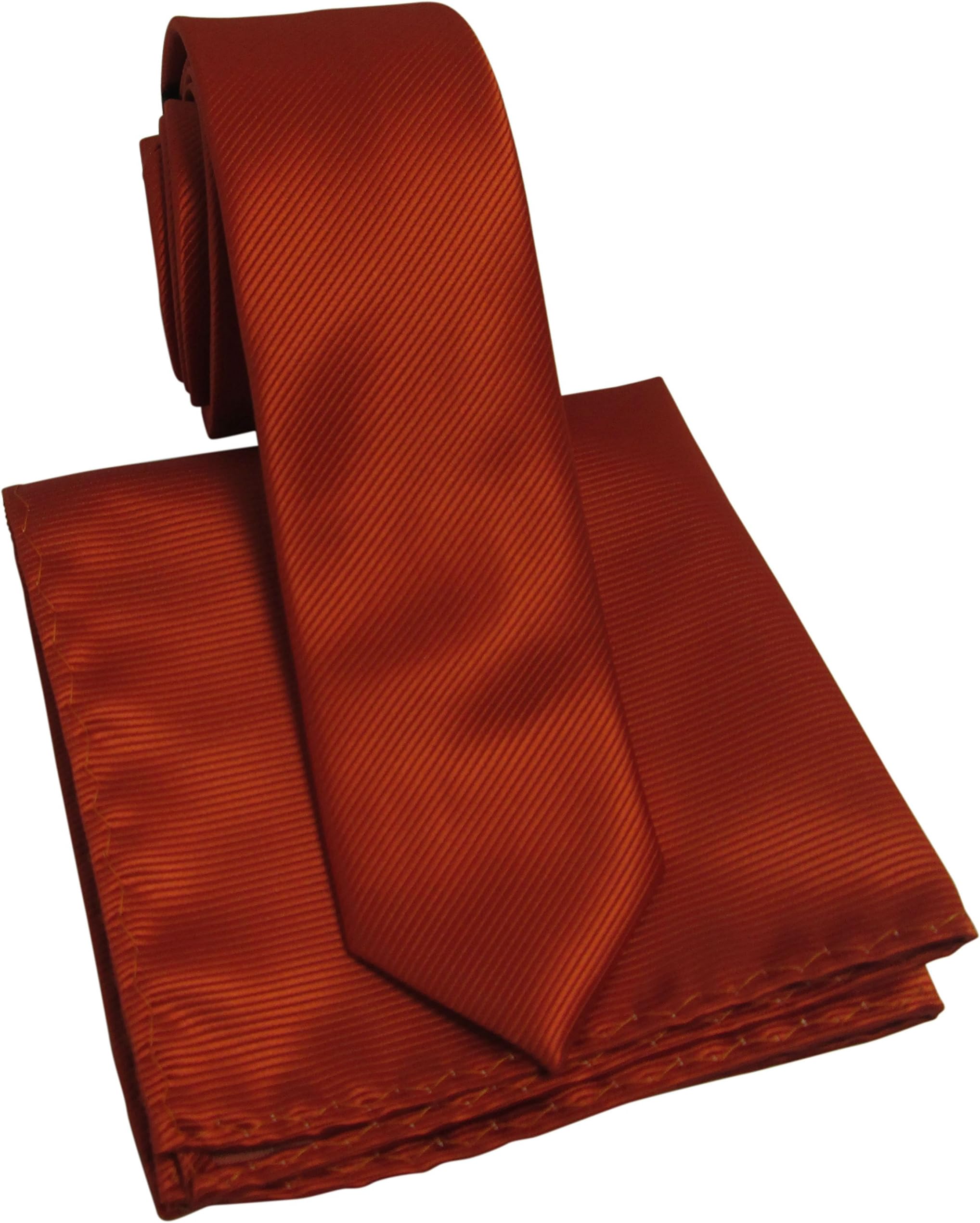 Burnt Orange Skinny Tie & Matching Pocket Square