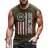Heralady 4th of July Shirts Mens Muscle Tank Top 1776 Sleeveless Graphic Gym Workout American Flag Shirt