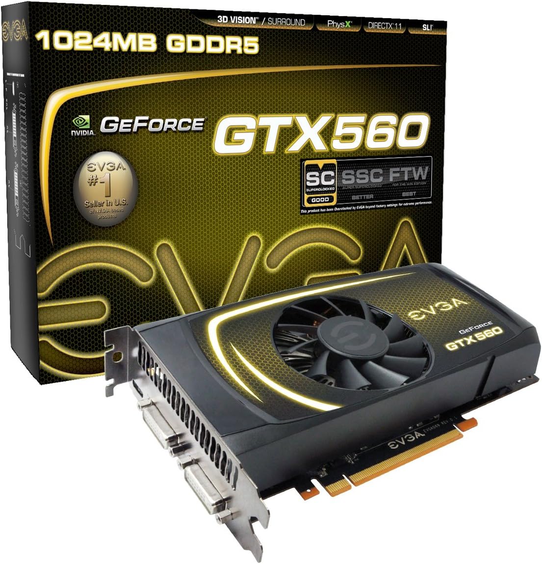Amazon Com Evga Geforce Gtx 560 Superclocked 1024 Mb Gddr5 Pci Express 2 0 2dvi Mini Hdmi Sli Ready Graphics Card 01g P3 1461 Kr Computers Accessories