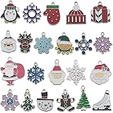 22 Pcs Silver Enamel Christmas Snowflake Charms for DIY Jewelry Making Necklace Bracelet Earring DIY Christmas Clothes Sewing Bags Decoration Charms (M538-22pcs)