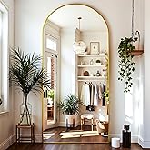 Furnbar Floor Mirror, 76"x34" Oversized Full Length Mirror with Stand, Arched Full Body Mirror Standing Hanging Leaning Against Wall, Aluminum Frame Giant Mirrors for Bedroom Cloakroom, Gold