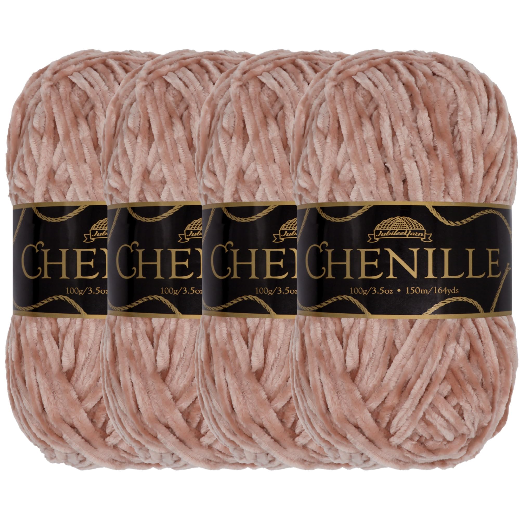 JubileeYarn Chenille Yarn - Worsted Weight - 100g/skein (4 Skeins, 105 Roseate)