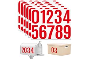 DXMWWTP 6 Sheets Mailbox Numbers Stickers 60 Pieces 4 Inch Waterproof Viny Self Adhesive House Number Decals Anti Fading Number Signs for Signs Cars Home Doors Business Address Number Residence (Red)