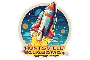 NO THORNS MEDIA Huntsville Alabama Sticker 4 Inch Travel Souvenir City Destination - Waterproof Vinyl Decal for Laptop Water Bottle Car Tumbler - Durable Aesthetic Long-Lasting Stickers for Adults ID44990