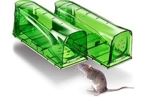 Trazon Humane Mouse Traps Catch and Release That Work Mouse Traps No Kill Live Mouse Traps Reusable Mouse Traps for House Garage Outside Small Mice Multiple Mice - 2 Pack