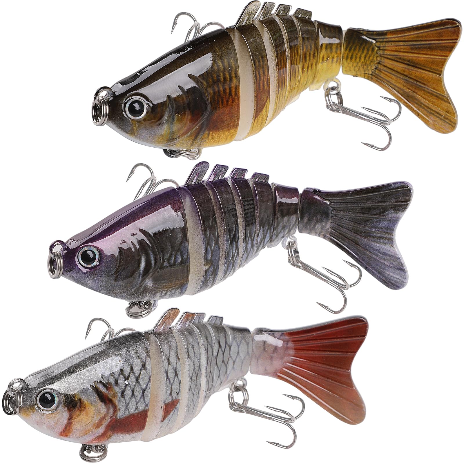 GeeRic Sea Fishing Lures - Multi Jointed Swimbaits & Bionic Swimming Lures Tackle Kit for Bass, Perch, Trout & Pike
