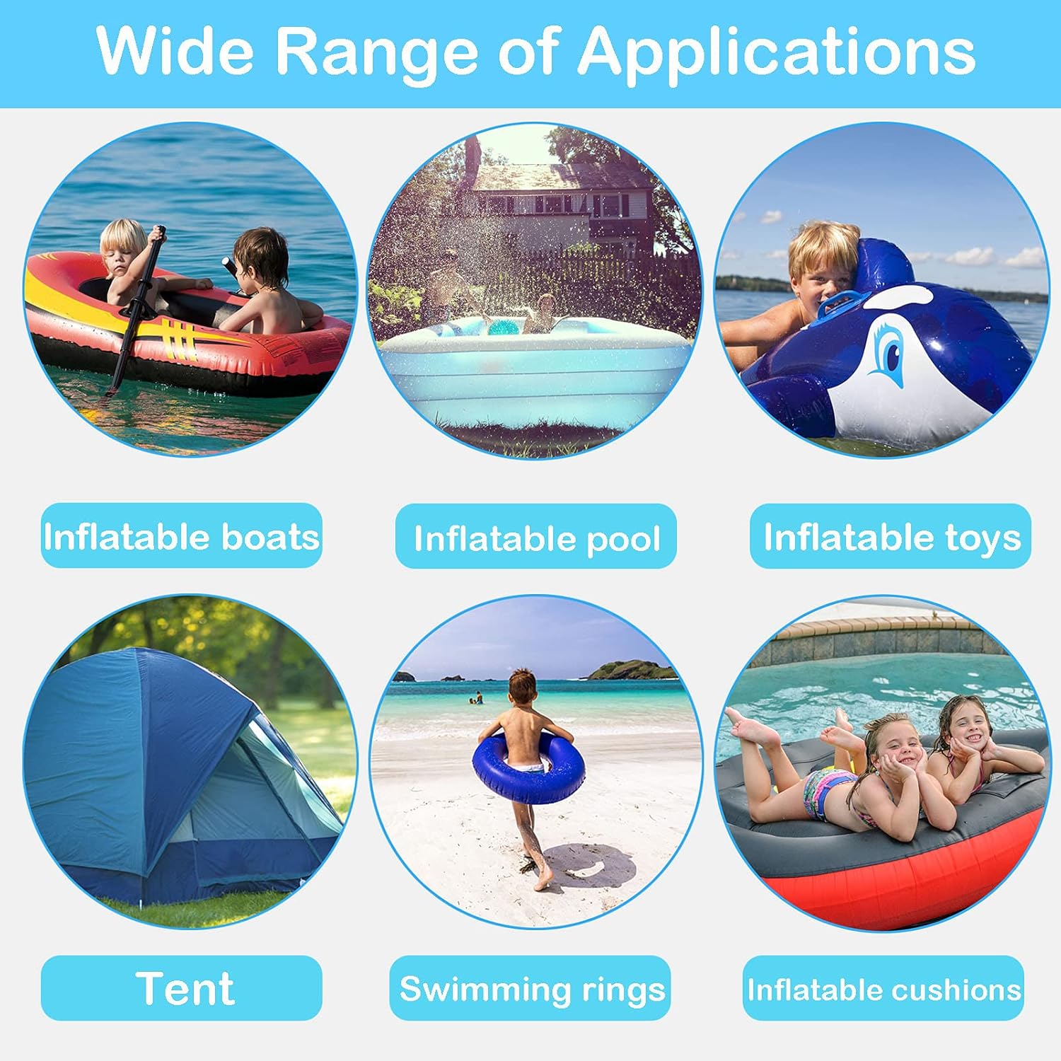 ASMPIO 30 Pieces Vinyl Pool Patch, Self-Adhesive PVC Repair Patches for Swimming Pools, Inflatable Boats, Air Bed, Raft Kayak, Blue : Garden & Outdoor