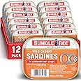 Bumble Bee Sardines in Louisiana Hot Sauce, 3.75 oz Tin (Pack of 12) - Wild Caught, Gluten Free, Keto, Kosher