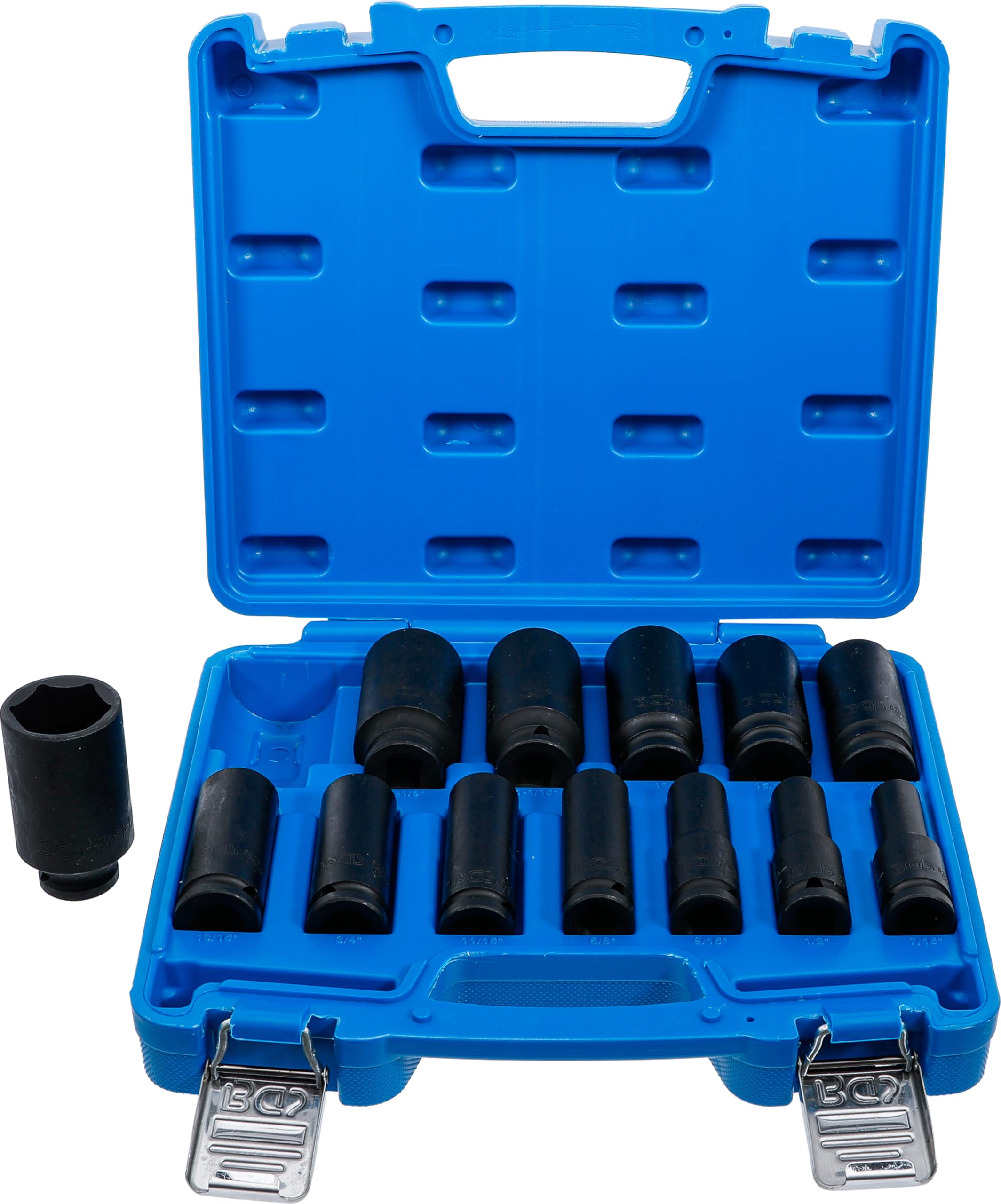 BGS 5208 | Impact Socket Set, Hexagon, deep | 12.5 mm (1/2") Drive | Inch Sizes | 13 pcs.