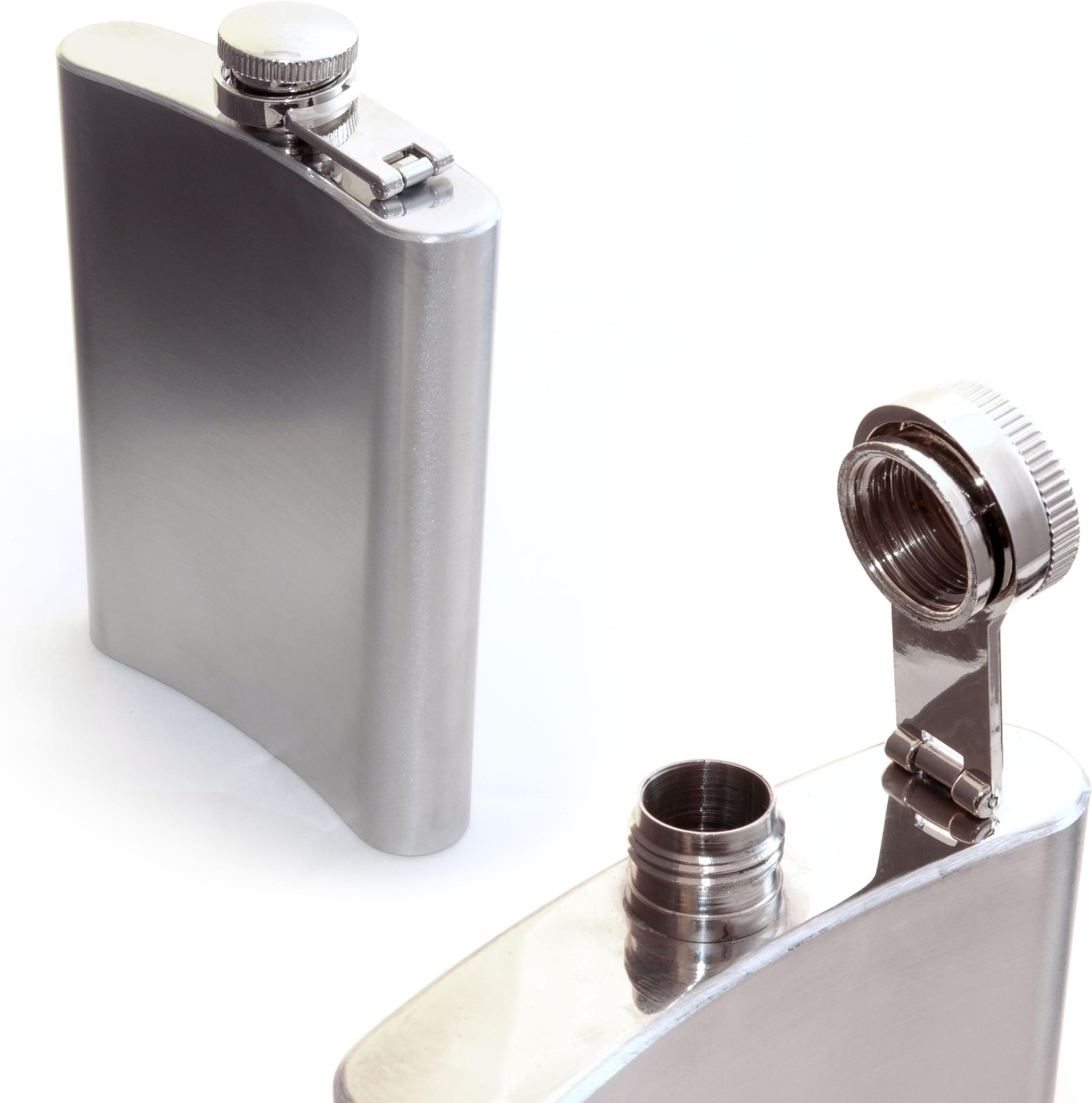 Ganzoo Fiole en métal chromé brossé 125 mm 236 ml