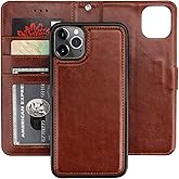 Bocasal for iPhone 11 Pro Max Wallet Case with Card Holder PU Leather Magnetic Detachable Kickstand Shockproof Wrist Strap Removable Flip Cover for iPhone 11 Pro Max 6.5 inch (Brown)