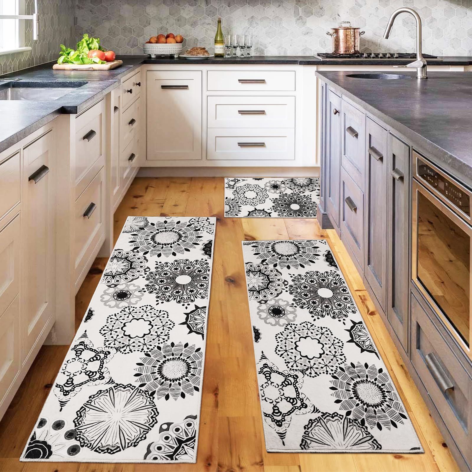 Kitchen Center Rug Boho Kitchen Rugs Sets of 3 Piece,Farmhouse Kitchen Area Rug Floor ...