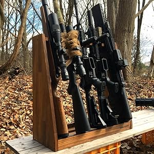 ウッドワークス／ガンラック ライフルスタンド　5本用　ブラウン