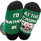 InnoBeta Gambling Gifts Socks for Men Women, Casino Lovers' Gifts, I'd Rather Be at The Casino, One Size Crew Socks