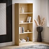 Vida Designs Cambridge 4 Tier Large Bookcase Oak Wood Shelving Unit view 6