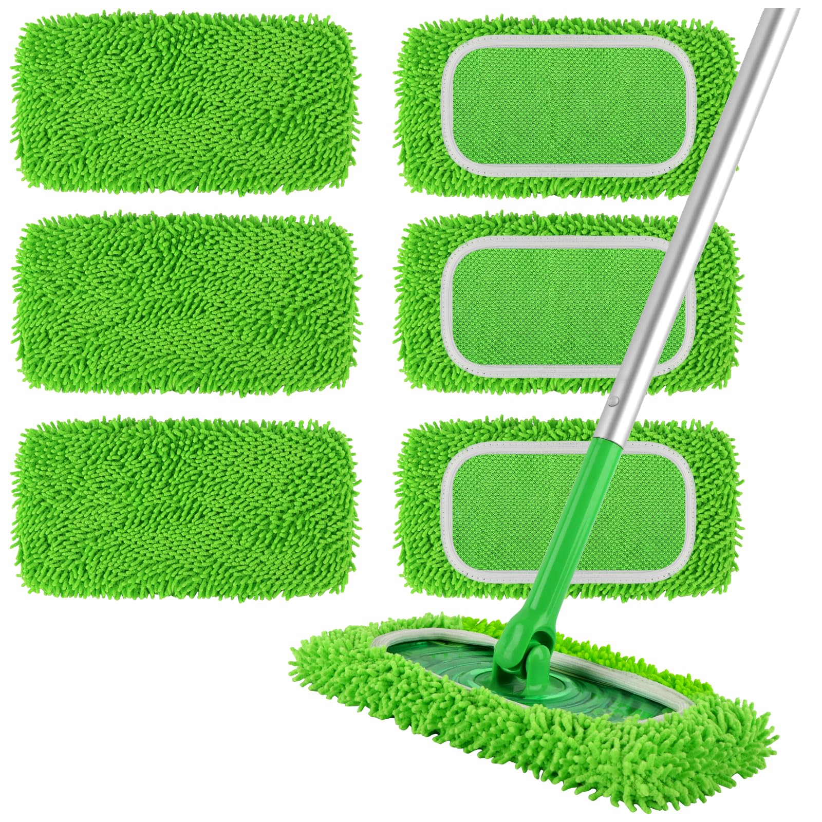 Photo 1 of ZEHRAI 6Pcs Reusable Microfiber Mop Pads Compatible with Swiffer Sweeper Mop, Wet and Dry Flat mop Cover, Replacement Sweeping Mopping pad Refills for Surface/Hardwood Floor Cleaning