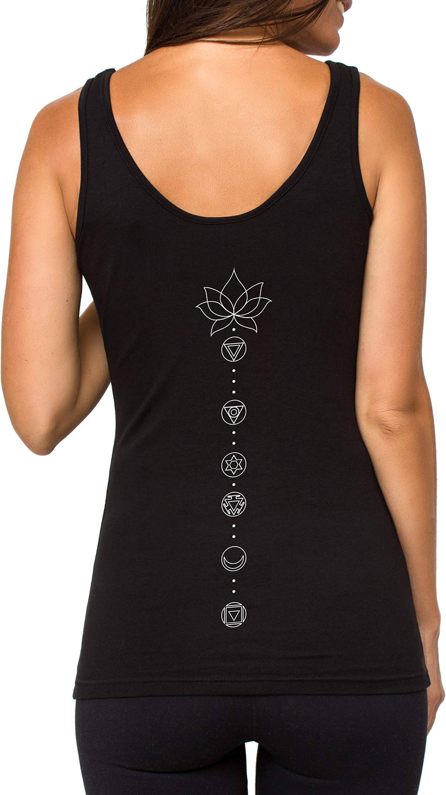 TREELANCE Organic Cotton Yoga Workout Tank Top Spiritual Moon Shirts Tops Tees for Women