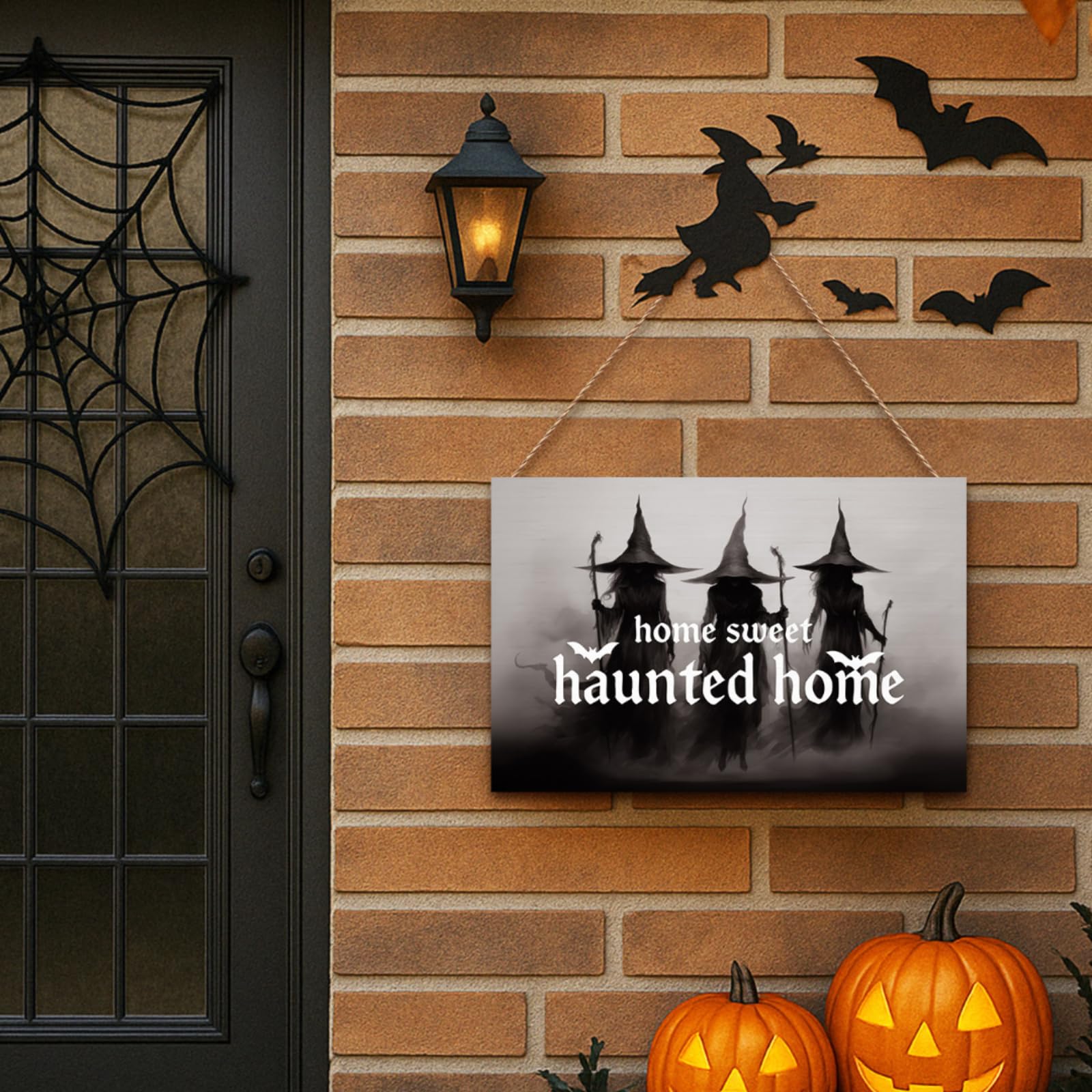 Photo 1 of ***2 ITEMS INCLUDED*** Halloween Witch Wall Decor Vintage Creepy Witchy Wall Art Wooden Sign Rustic Hanging Decoration for Halloween Haunted House Living Room Bedroom(Vintage Style)***2 ITEMS INCLUDED***