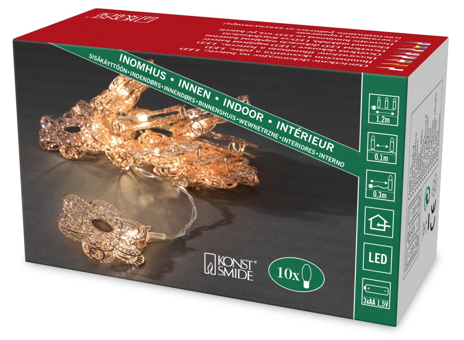 Konstsmide Battery Fairy Lights/Indoor Use (IP20)/10 Warm White LED Lights/3 AA Required (Excl.)/Transparent Wire