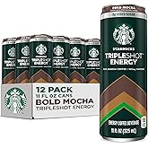 Starbucks Tripleshot Coffee Energy Drink, Mocha, Triple Blend, 165mg Caffeine, B Vitamins, Protein, Iced Coffee, 11 fl oz Cans (12 Pack)