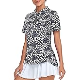 Tanst Sky Women's Golf Polo Shirts Short Sleeve Quarter Zip Pullover Moisture Wicking Workout Tops