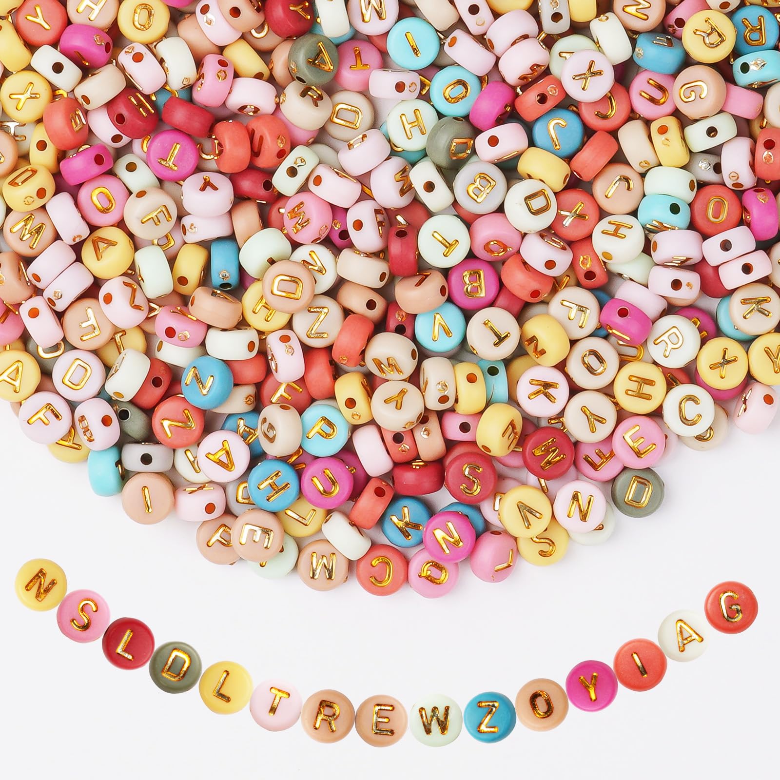 Vicloon 1200 Pcs Acrylic Letter Beads, 7mm Multicolor Letter Beads Bulk, A-Z Alphabet Bead with Storage Box, Acrylic Bead for Friendship Bracelet Making Kits, DIY, Bracelet Jewelry Making, Round