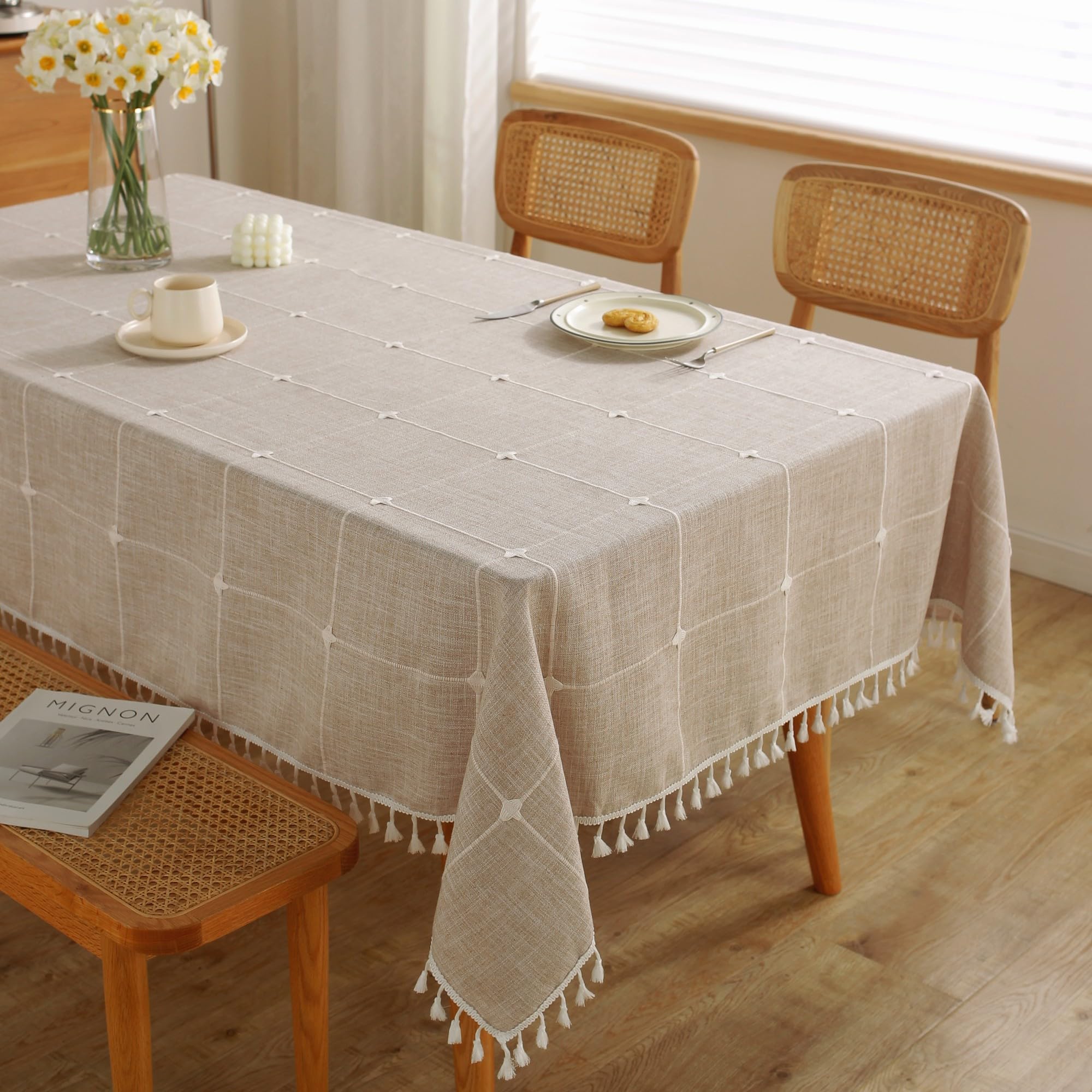 Photo 1 of (used) JIALE Tablecloths for Rectangle Tables,Cotton Linen Table Cloth Waterproof