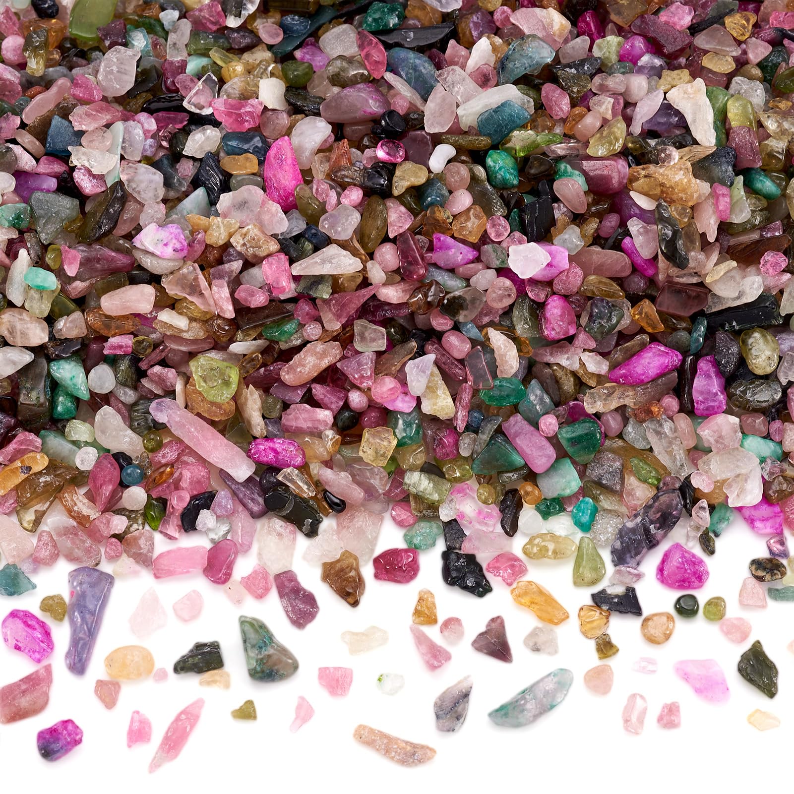 PandaHall 150g Natural Gemstone Chips No Hole Chip Beads Irregular Chip Crushed Stone Loose Bead Crystal Beads for DIY Wishing Bottle Jewellery Making
