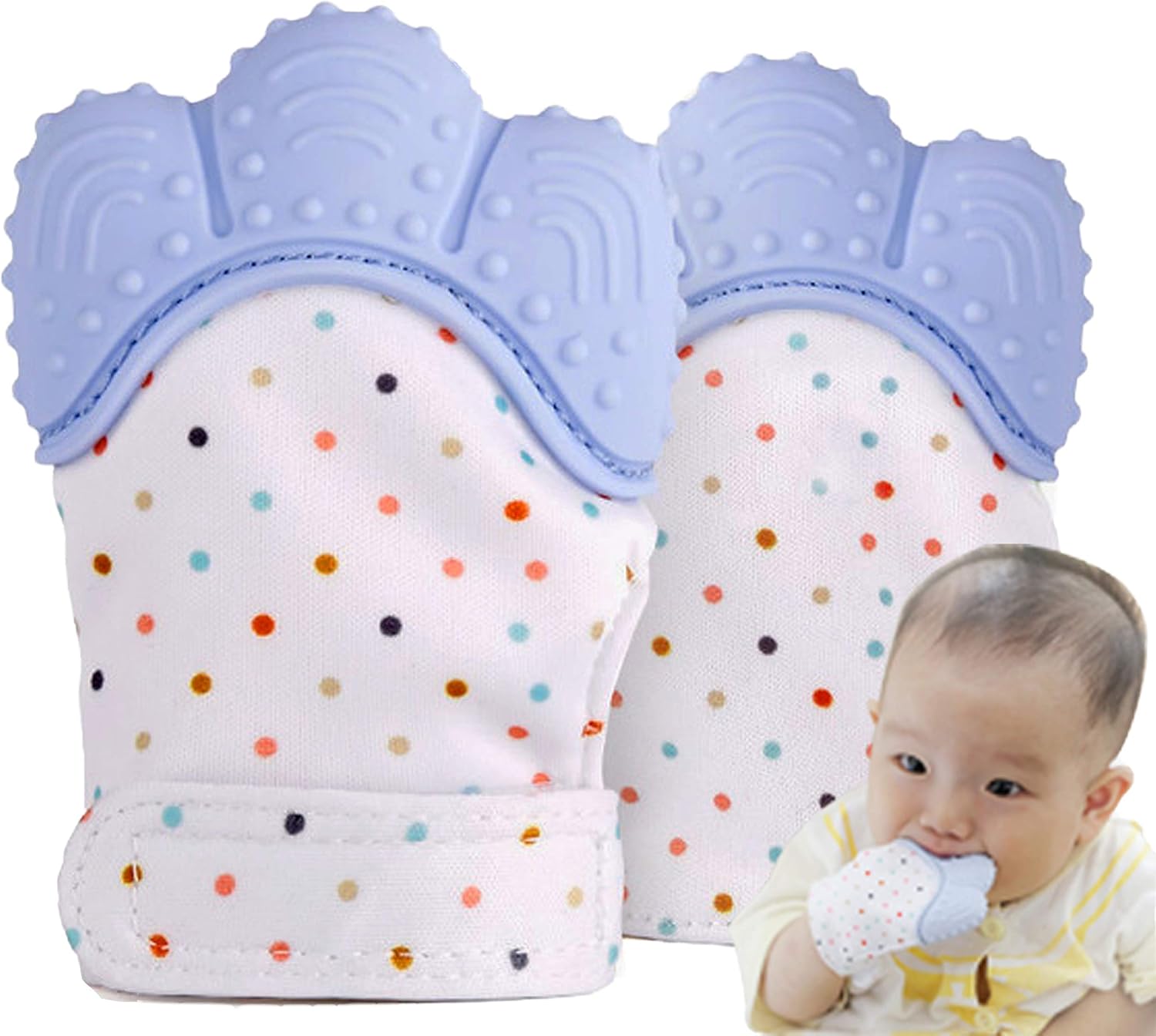 Baby Teething Mittens, 2 Pack Mittens Teething Toy Made of FoodGrade