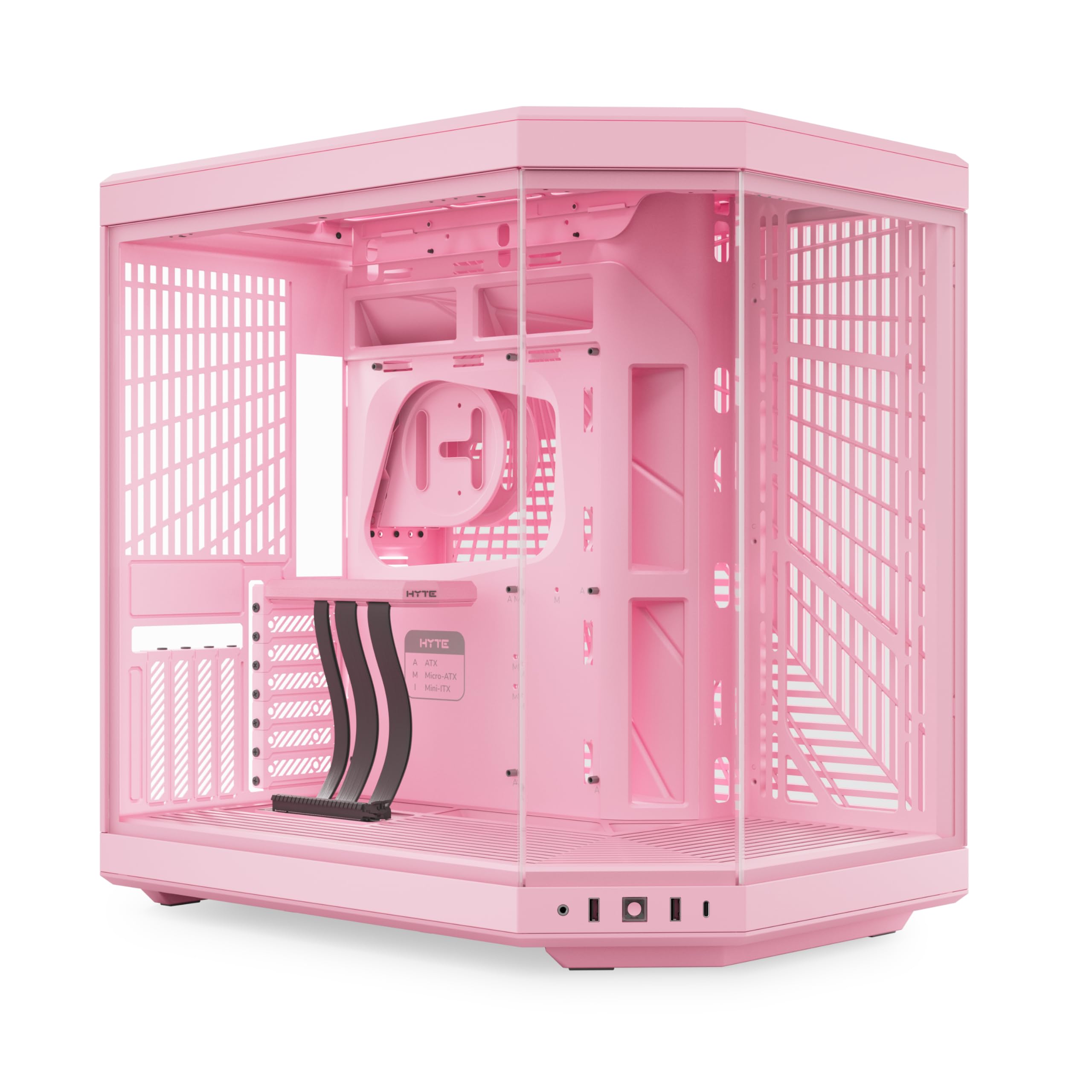 HYTE Y70 Mid-Tower ATX Gaming PC Desktop Case - Panoramic Tempered Glass - Dual Chamber - High Airflow Chassis - PCIE 4.0 Riser Cable Included - New Modern Aesthetic - Strawberry Milk (Pink) Image