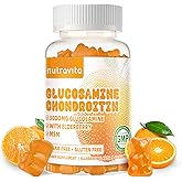 Nutravita Glucosamine Chondroitin Gummies with MSM & Elderberry Extra Strength - Joint Support, Antioxidant Immune Support Supplement for Adults, Men & Women.60 Orange Chews