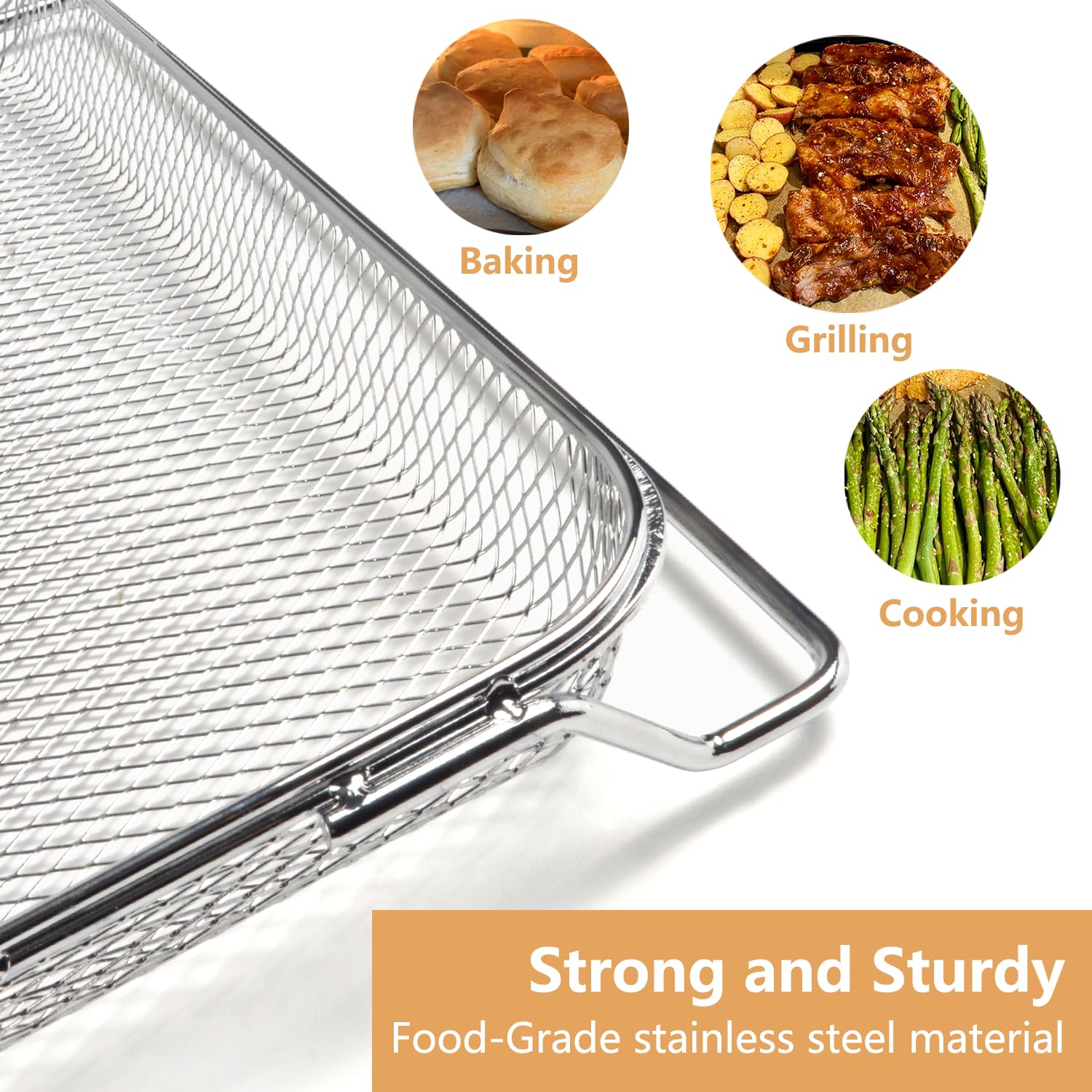 Replacement Air Fryer Basket for Ninja DCT401 DCT451 DCT402BK Double Oven, Stainless Steel Air Fryer Basket for Ninja 12-in-1 Toaster Oven, Mesh Basket for Ninja Smart Convection Oven Accessories