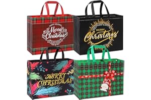 YANGTE Extra Large Christmas Gift Bags 12 Pack Extra Large Gift Bags Jumbo with Handle Reusable Non-Woven XL Xmas Presents Wrapping Holiday Bags Tote Size 16.7 * 6.9 * 12.6in