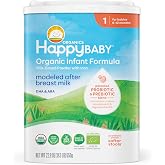 HAPPY BABY Stage 1, 0-12 Months, Organic Infant Formula, 22.9oz (1 Pack) | USDA Organic Milk Based Baby Formula with DHA, Iron, Probiotics &amp; Prebiotics for Immune &amp; Digestive Support, Non-GMO