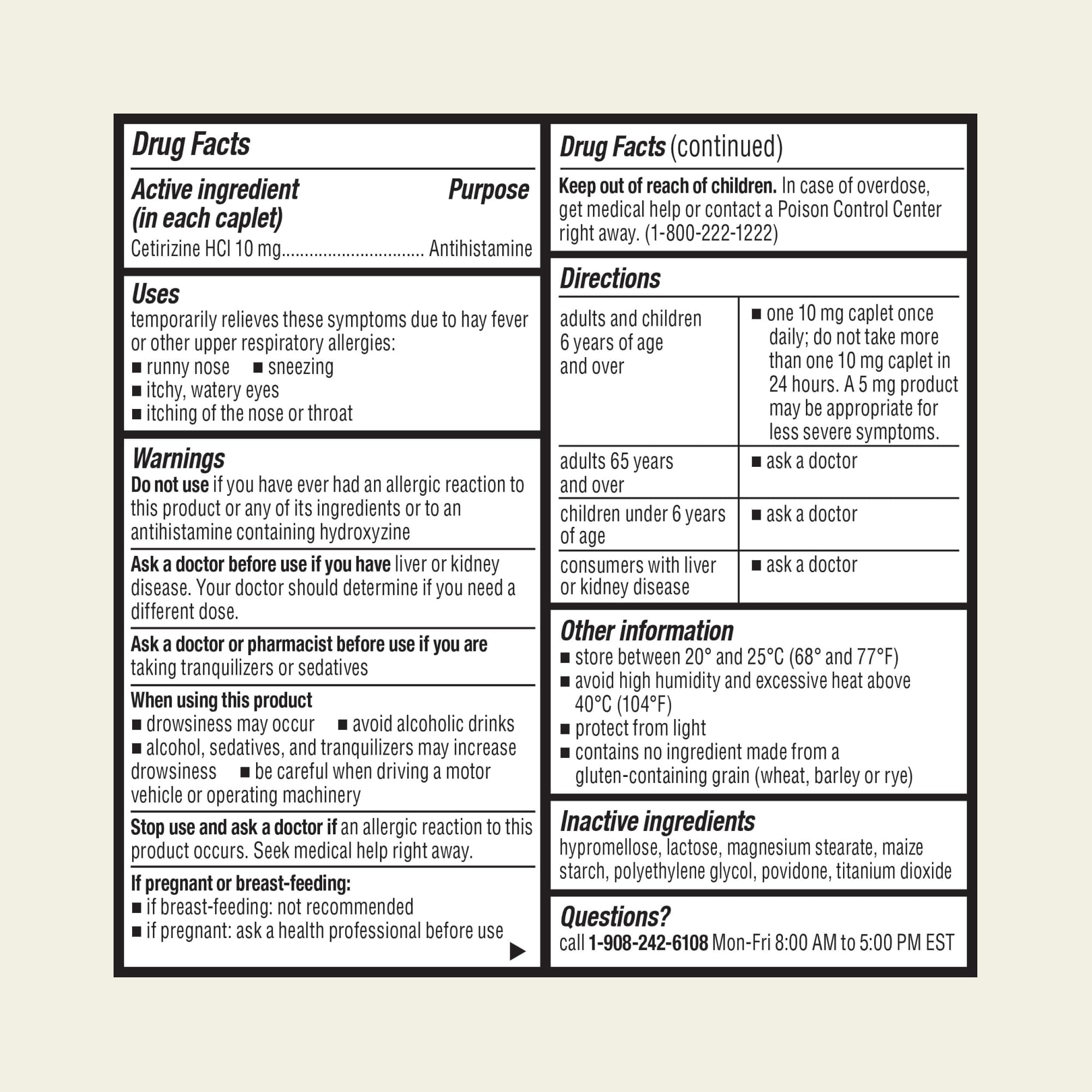 ValuMeds 24-Hour Allergy Medicine Antihistamine for Pollen, Hay Fever, Dry, Itchy Eyes, Allergies | Cetirizine HCl 10mg Caplets, Compare to Leading Brand (300 Count)