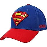 DC Comics Superman Baseball Cap, Adult Adjustable Snapback Hat with Flat Brim for Men and Women, Embroidered Logo, Navy, One Size
