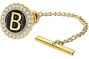 HAWSON Gold Cufflinks and Tie Tack for Men, Gold Cufflinks Crystal with Lapel Pins for Men's Women Set, Tie Tack with Chain on Tie Wedding Business Accessories