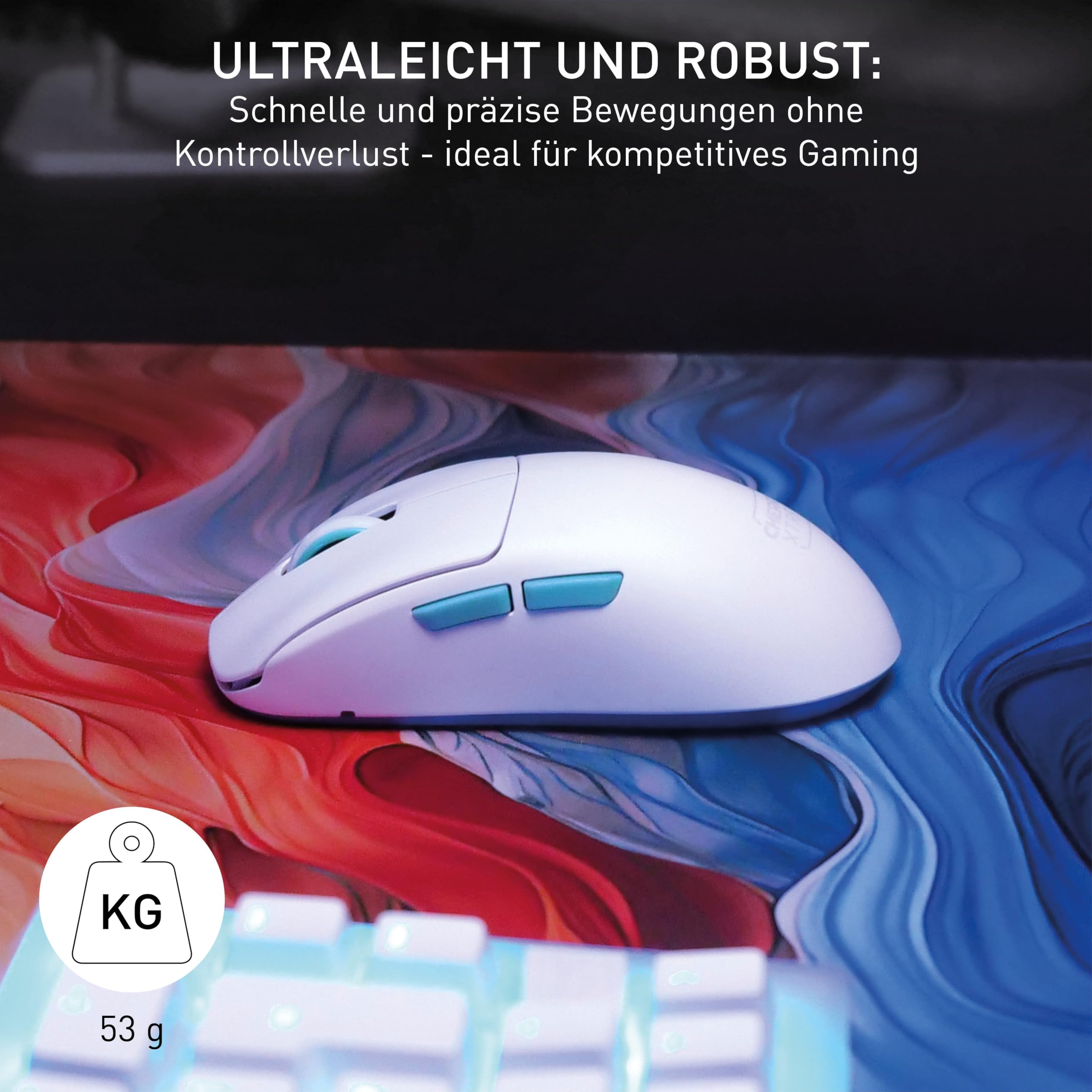 CHERRY XTRFY M68 Wireless, Ultraleichte Kabellose Gaming-Maus, 2,4 GHz Funk, Optimiert für esports, Symmetrische Form mit Besonders Niedriger Front, Weiß 5