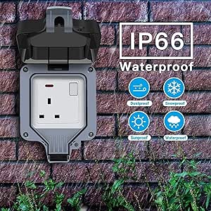 Enchufes para exteriores impermeables con doble enchufe, IP66 conmutada