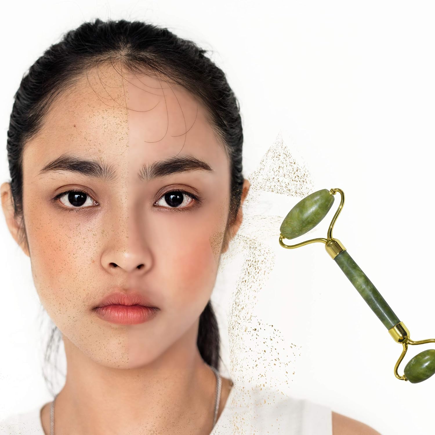 Jade Roller Gift Set, Gua Sha facial Massager, 100% natural jade anti aging skin tightening Massager - Image 3