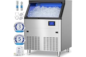 Coolake Commercial Ice Maker Machine 360lbs/24H, ETL Approved Under Counter Ice Maker, 120lbs Storage, Stainless Steel Ice Machine, Upgraded Water Filter Reduce Scale for Home Bar Restaurant Office
