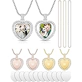 Junkin 24 Pcs Sublimation Rhinestone Trays Pendant Set, Including 6 Double Sided Blank Rhinestone Bezel Trays, 6 Pcs Thick Chains with 12 Sublimation Discs for Making (Gold, Silver, Rose Gold)