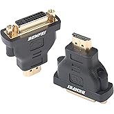 BENFEI Adaptador HDMI a DVI, convertidor bidireccional HDMI a DVI-D DVI macho a hembra con cable chapado en oro, paquete de 2