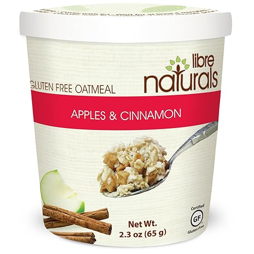 Libre Naturals Apples & Cinnamon Oatmeal Cup, Case of 12 (Nut Free, Gluten Free )