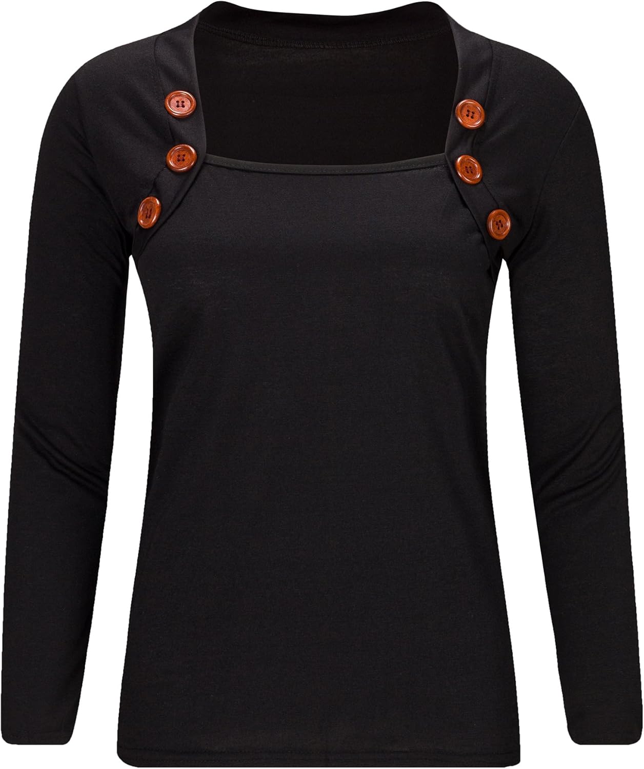 Bewish Women's Casual Long Sleeve Button Decoration Blouse Basic Tee