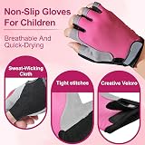 CubePlug Kids Cycling Half Finger Gloves GEL Padded Pink M view 5