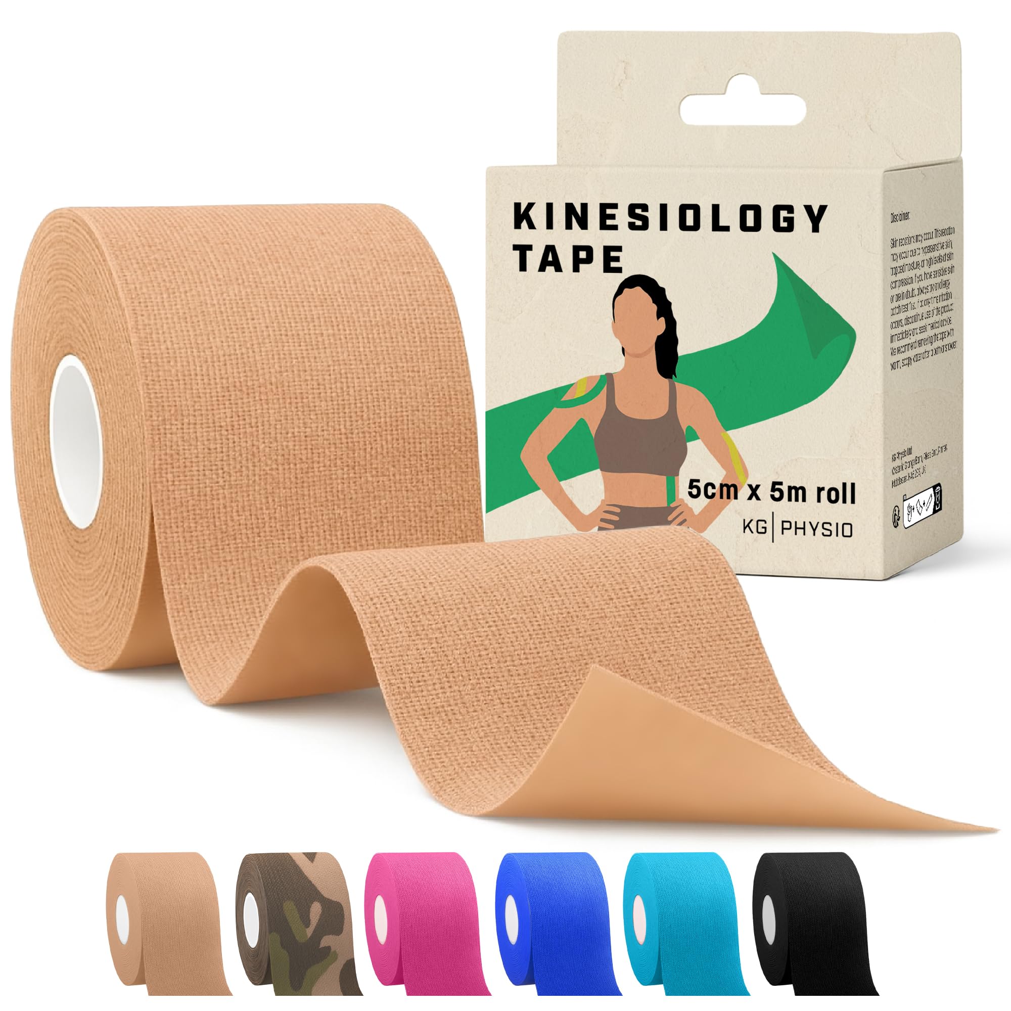 Kinesiology Tape 5m Roll - Sports and Medical Tape for Joint and Muscle Support, Multipurpose KT Tape, Body Tape, Knee Tape, Boob Tape, Physio Tape, Sports Tape, Trans Tape, Athletic Tape - Beige
