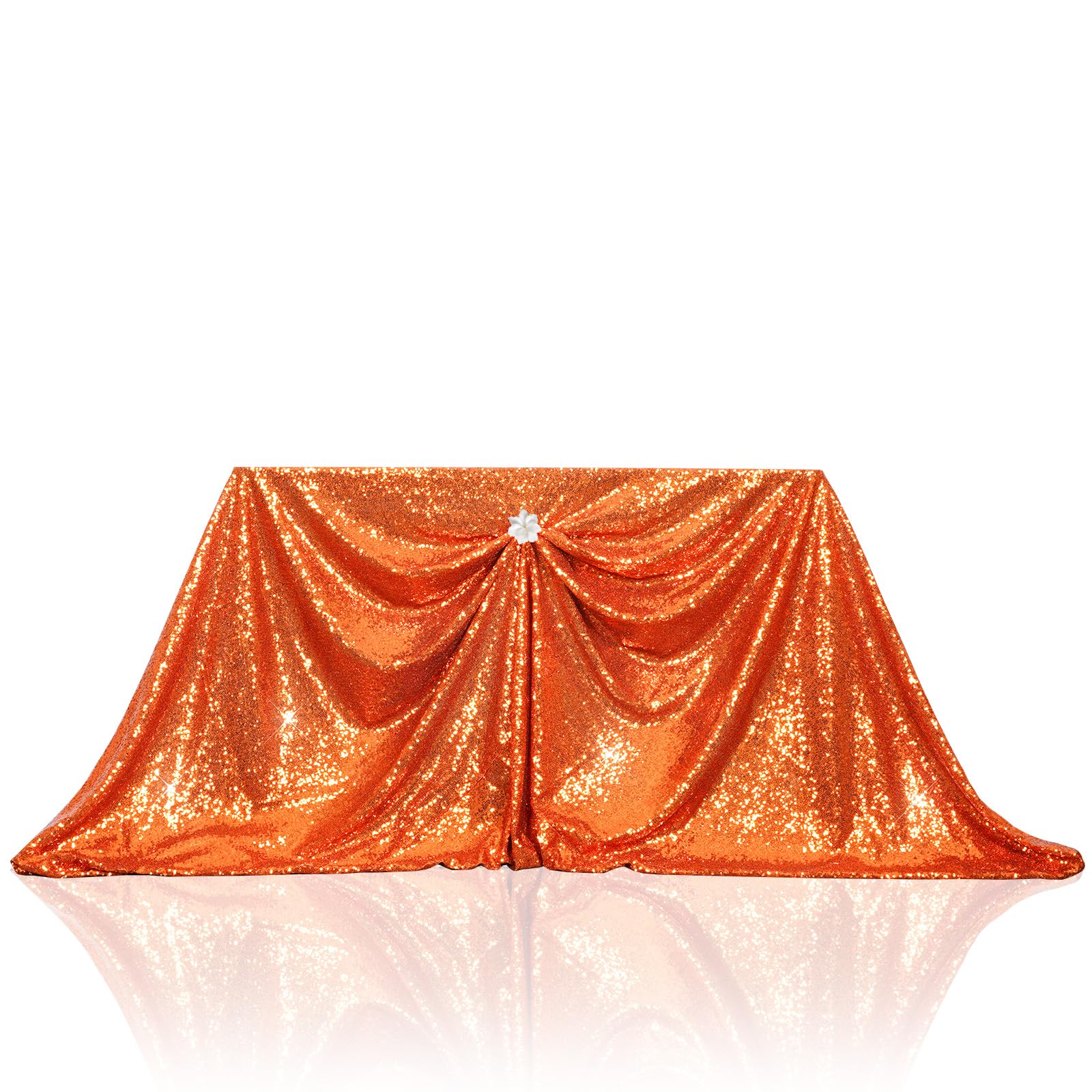Photo 1 of PartyDelight Sequin Tablecloth 60x102 Inch Rectangle Orange Table Cloth Glitter for Party Baby Shower Halloween Decorations
